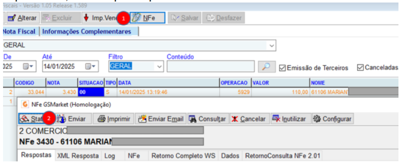 2 - Após o envio, o usuário pode imprimir ou enviar no email do destinatário.