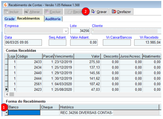 2 - Recebimento de Contas