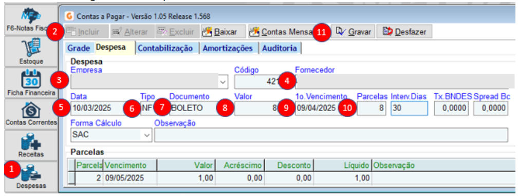 1 - Contas a Pagar/Aba desepesa