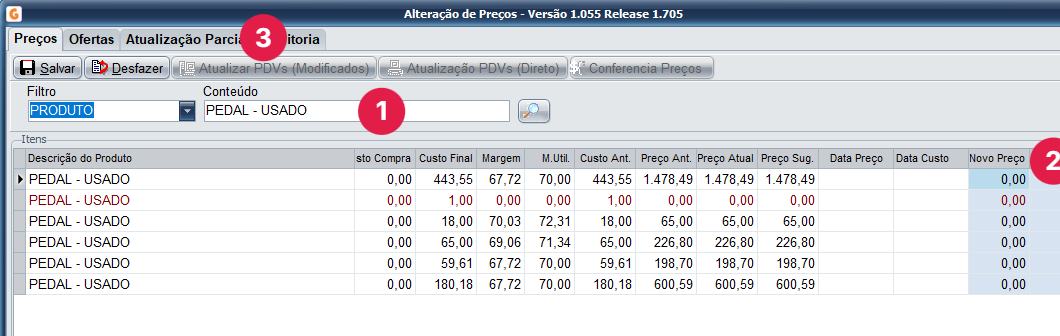 1 - Aba Preços