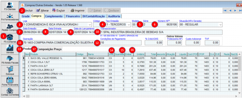 1 - Compras/Outras Entradas