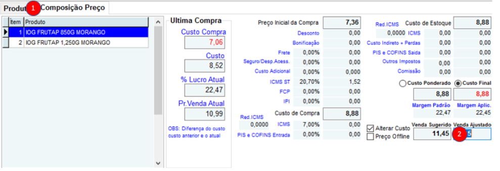 3 - Composição preço