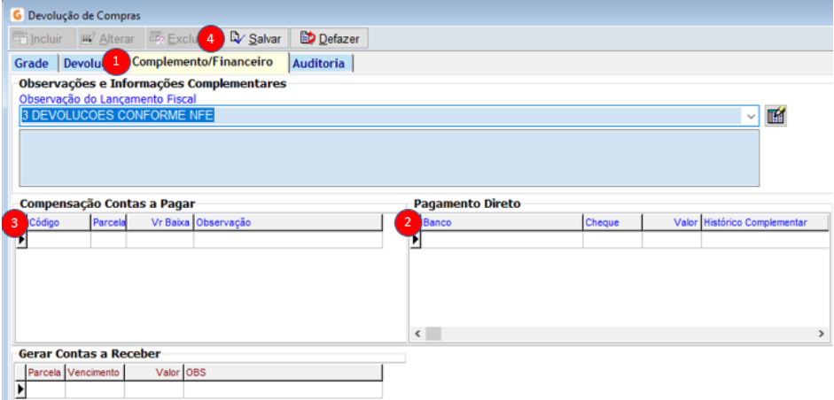 2 - Aba complemento Financeiro
