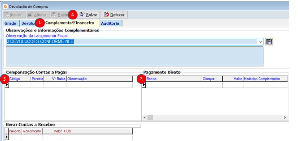 2 - Aba complemento Financeiro