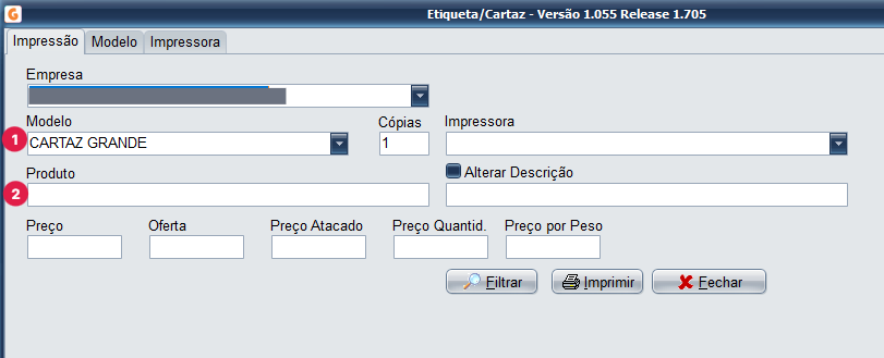 Aba impressão