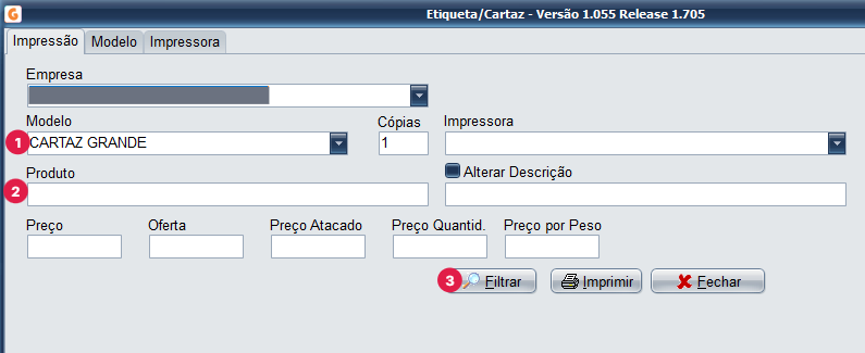 Aba impressão