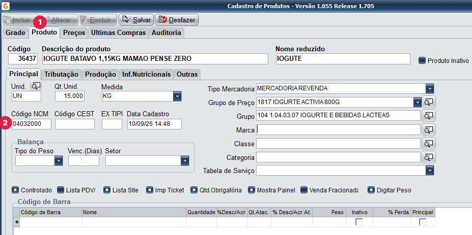 Aba Produto